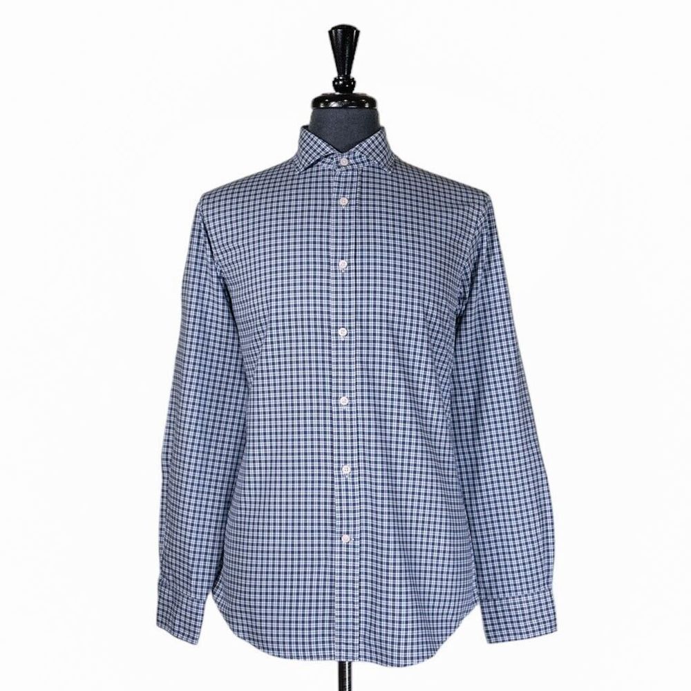 Ralph Lauren Mens Shirt Button Up Long Sleeve Blue Plaid Check Slim Fit Large